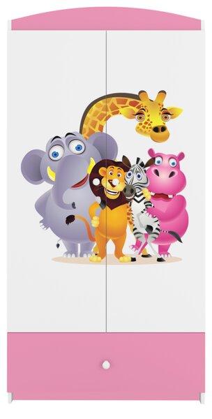 Kocot kids Detská skriňa Babydreams 90 cm ZOO ružová