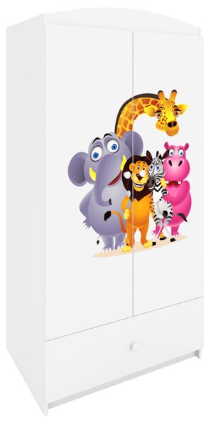 Kocot kids Detská skriňa Babydreams 90 cm ZOO biela