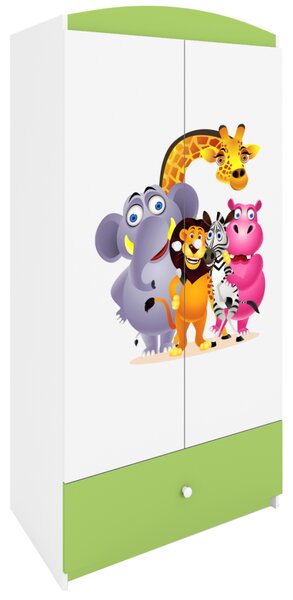 Kocot kids Detská skriňa Babydreams 90 cm ZOO zelená