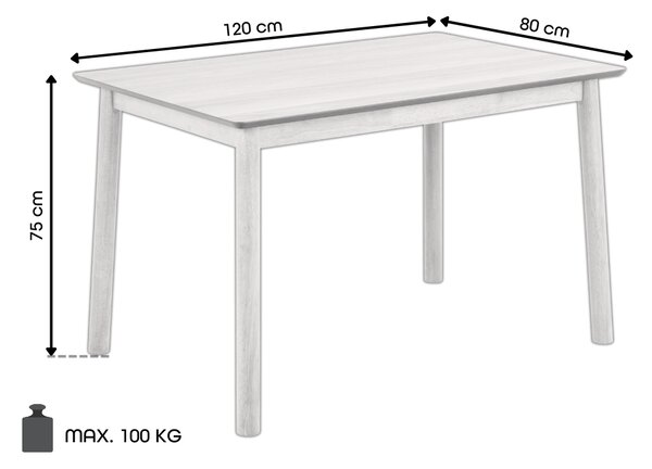ZARION Dub Prírodný – KUCHYNSKÝ STÔL 120 cm Z DREVA S DYHOU