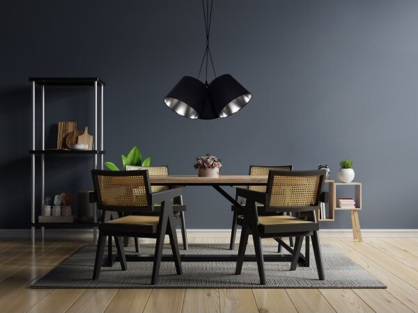 Luster na lanku ZOMA 3xE27/60W/260V čierna/lesklý chróm