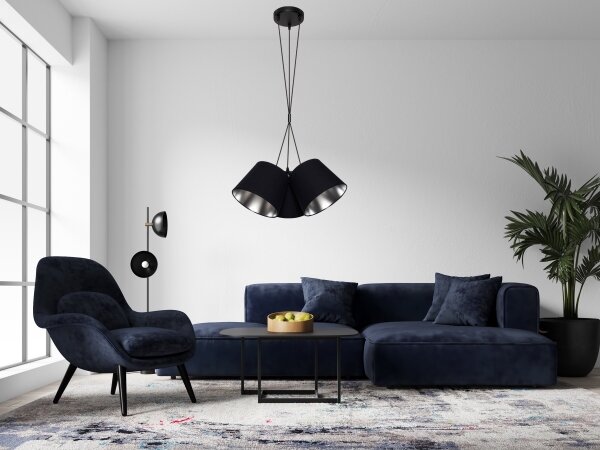 Luster na lanku ZOMA 3xE27/60W/260V čierna/lesklý chróm