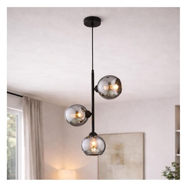 Brilagi - Luster na lane DIOR 3xE27/60W/230V čierna/dymovo sivá