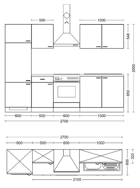 KUCHYNSKÁ LINKA LUCCA 270 270 cm FlexWell - Online Only kuchyne, Online Only
