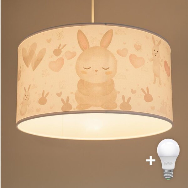 Brilagi - LED Detský luster na lanku BOBO 1xE27/60W/230V pr. 35 cm biela/zajačiky