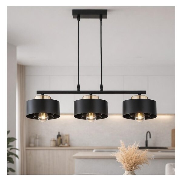 Brilagi - Závesný luster na kábli SPRING 3xE27/60W/230V čierna/zlatá