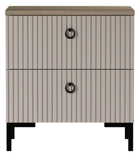 KONDELA Nočný stolík, sivohnedá Taupe/dub silverjack, DOMCA 2S