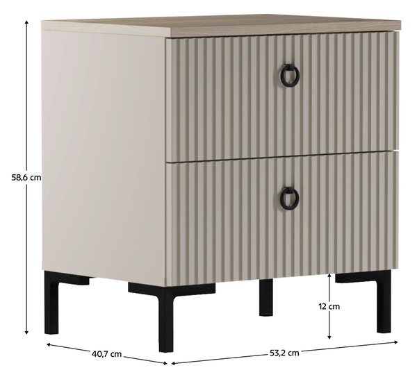 KONDELA Nočný stolík, sivohnedá Taupe/dub silverjack, DOMCA 2S