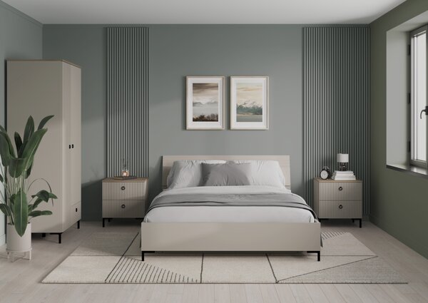KONDELA Nočný stolík, sivohnedá Taupe/dub silverjack, DOMCA 2S