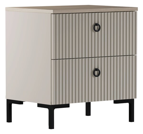 KONDELA Nočný stolík, sivohnedá Taupe/dub silverjack, DOMCA 2S