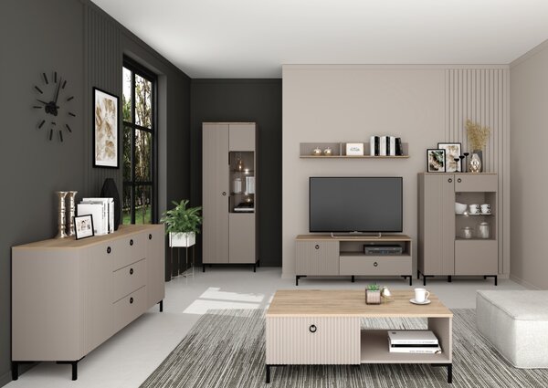 KONDELA Konferenčný stolík, sivohnedá Taupe/dub silverjack, DOMCA 1S