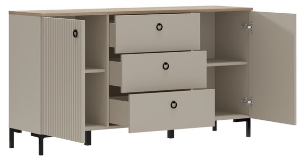 KONDELA Komoda, sivohnedá Taupe/dub silverjack, DOMCA 2D3S