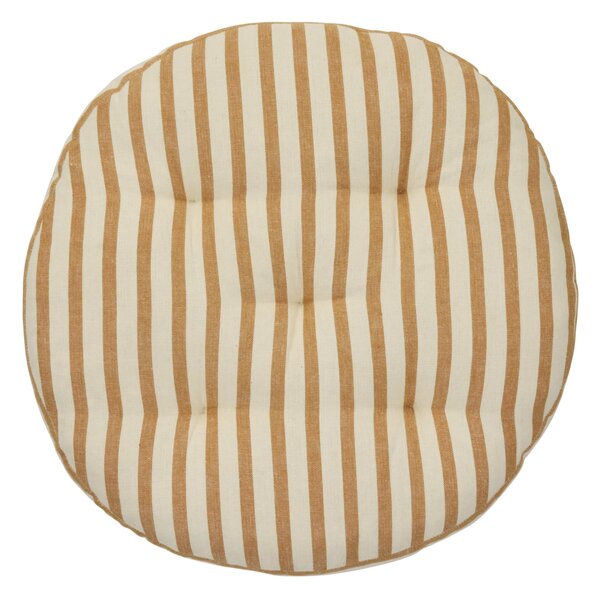Okrúhly sedák na stoličku Stripes Off white / Dark honey Ø 45 cm