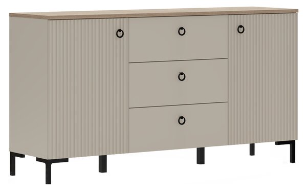 KONDELA Komoda, sivohnedá Taupe/dub silverjack, DOMCA 2D3S