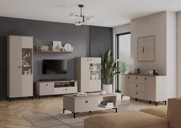 KONDELA Konferenčný stolík, sivohnedá Taupe/dub silverjack, DOMCA 1S