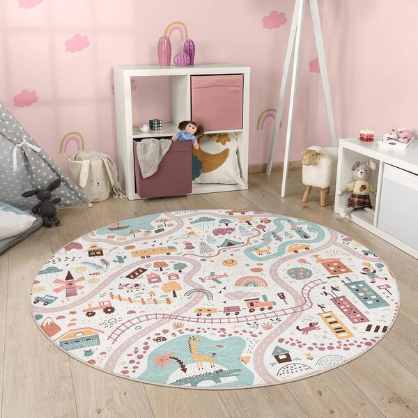 Prateľný detský hrací koberec ø150 cm Furry World – Mila Home