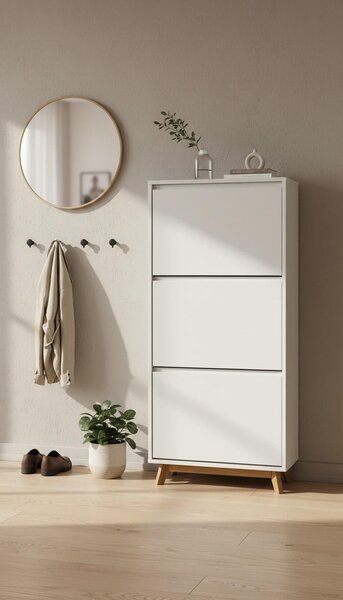 VÝKLOPNÁ SKRINKA NA TOPÁNKY, prírodná farba, biela, kaučukové drevo, 60/128/34 cm Xora - Online Only drobný nábytok, Online Only