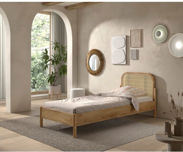 Jednolôžková posteľ z dubového dreva s roštom 90x200 cm v prírodnej farbe Olive Rotan – Vipack