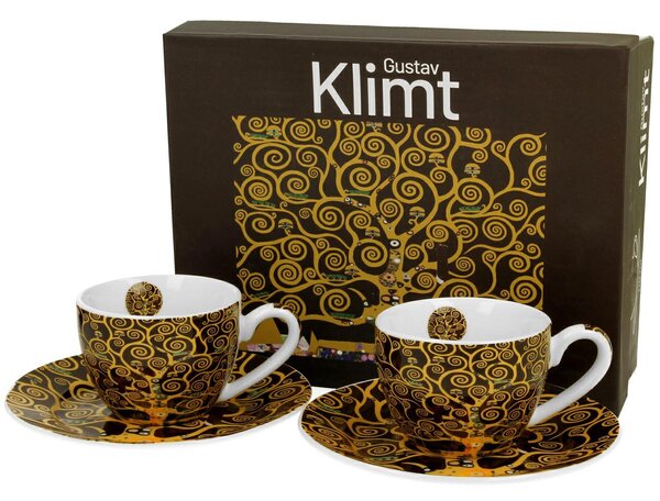 Porcelánová šálka s podšálkou Klimt Tree Of Life 90 ml sada 2ks