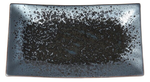 Čierno-sivý keramický servírovací tanier Mij Pearl, 33 x 19 cm