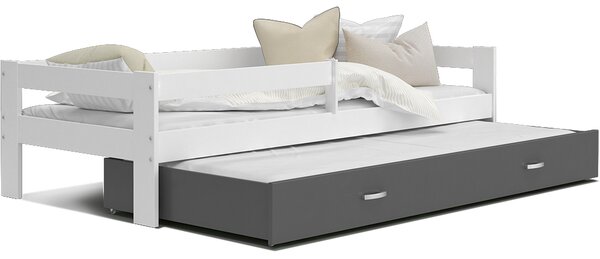 Detská posteľ HUGO P2 190x80 s prístelkou BIELA-SIVÁ