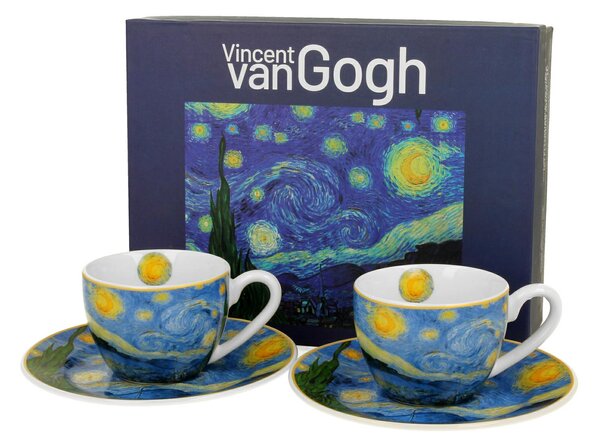 Porcelánová šálka s podšálkou Van Gogh Starry Night 90 ml sada 2ks