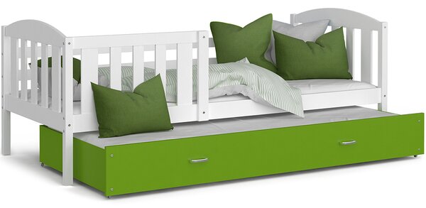 Detská posteľ KUBU P2 190x80 cm BIELA-ZELENÁ