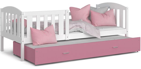 Detská posteľ KUBU P2 190x80 cm BIELA-RUŽOVÁ