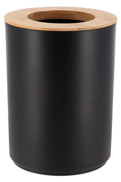 Odpadkový kôš Besson, čierna/s drevenými prvkami, 5L