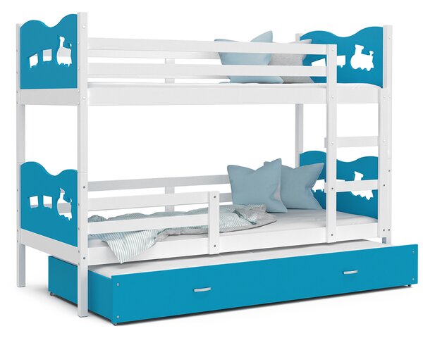 Detská poschodová posteľ MAX 3 190x80cm BIELA-MODRÁ