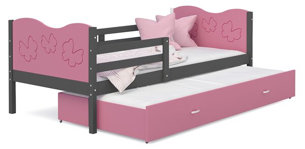 Detská posteľ MAX P2 80x190 cm SIVÁ-RUŽOVÁ