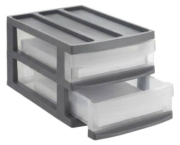 DUO M - Box s 2 zásuvkami (A4), úložný box výsuvný, antracit, Rotho SYSTEMIX