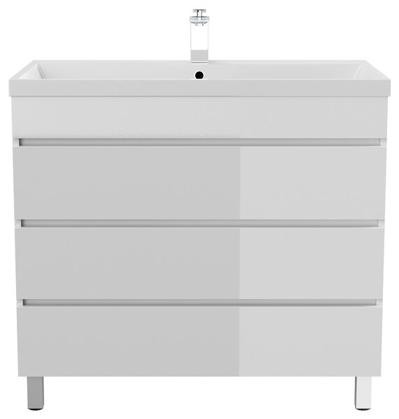 SKRINKA S UMÝVADLOM, biela s vysokým leskom, biela s vysokým leskom, 90 cm MID.YOU - Kúpeľňové skrinky, Online Only