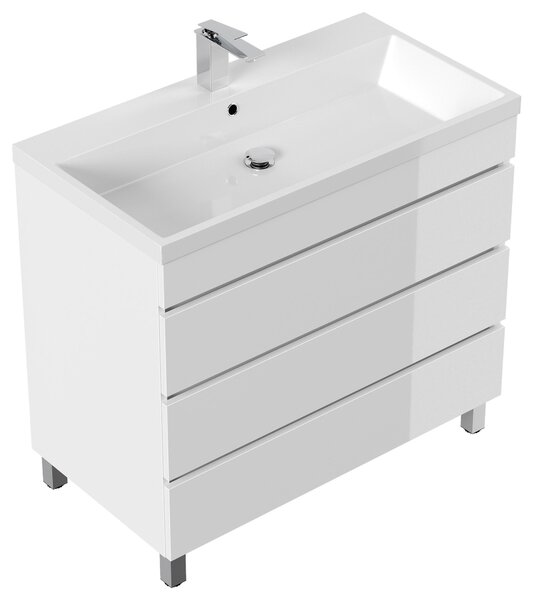 SKRINKA S UMÝVADLOM, biela s vysokým leskom, biela s vysokým leskom, 90 cm MID.YOU - Kúpeľňové skrinky, Online Only
