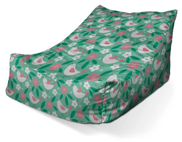 Sablio Sedací vak Lounge Kvetiny a vtáčiky - 80 x 95 x 50 cm