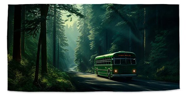Sablio Uterák Zelený autobus v lese - 30x50 cm