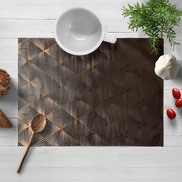 Biante Zamatové prestieranie na stôl Isabela IBL-012 Rose Gold trojuholníky na hnedom 30x40 cm