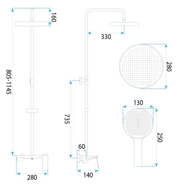 Rea Vision Premium, sprchový set, chrómová, REA-P6738