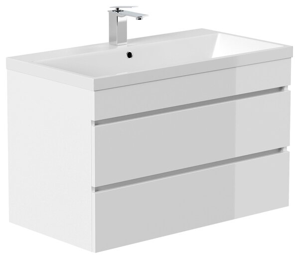 SKRINKA S UMÝVADLOM, biela s vysokým leskom, biela s vysokým leskom, 90 cm MID.YOU - Kúpeľňové skrinky, Online Only