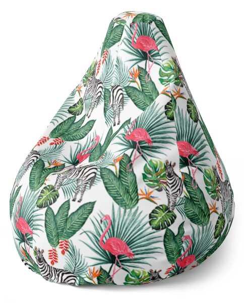 Sablio Sedací vak Pear Zebra a Plameniak - 70 x 95 x 15 cm