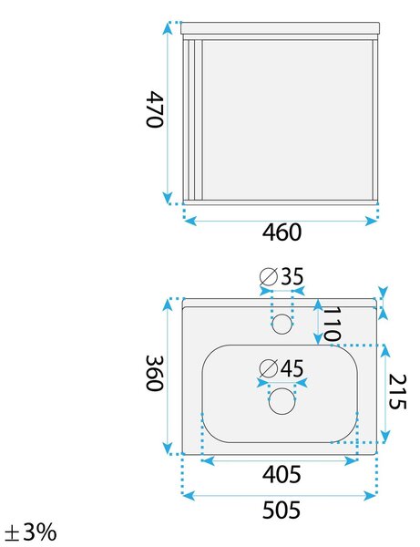 Súprava kúpeľňového nábytku s umývadlom Gama T25023 HHL 50CM