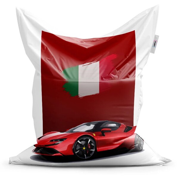 Sablio Sedací vak Ferrari Talianska vlajka na červenom bloku - 150x100 cm