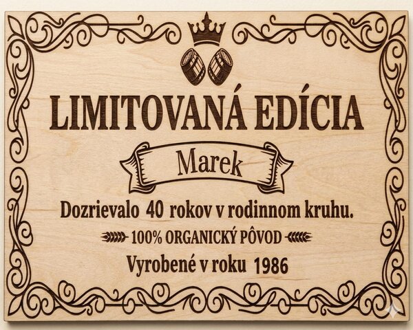 Drevená narodeninová tabuľka – Edícia Vybrať dekor:: Dub Sonoma