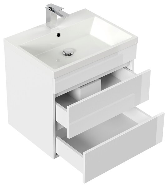 SKRINKA S UMÝVADLOM, biela s vysokým leskom, biela s vysokým leskom, 60 cm MID.YOU - Kúpeľňové skrinky, Online Only