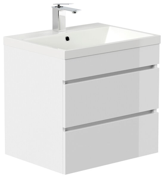 SKRINKA S UMÝVADLOM, biela s vysokým leskom, biela s vysokým leskom, 60 cm MID.YOU - Kúpeľňové skrinky, Online Only