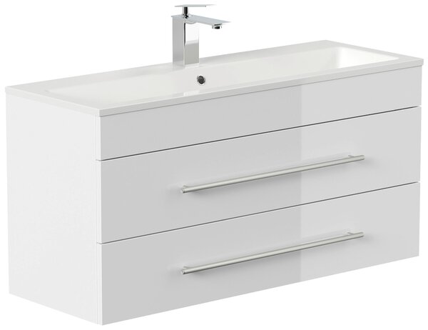 SKRINKA S UMÝVADLOM, biela s vysokým leskom, biela s vysokým leskom, 100 cm MID.YOU - Kúpeľňové skrinky, Online Only