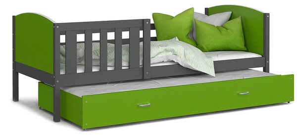 Detská posteľ TAMI P2 80x190 cm so šedou konštrukciou v zelenej farbe s prístelkou