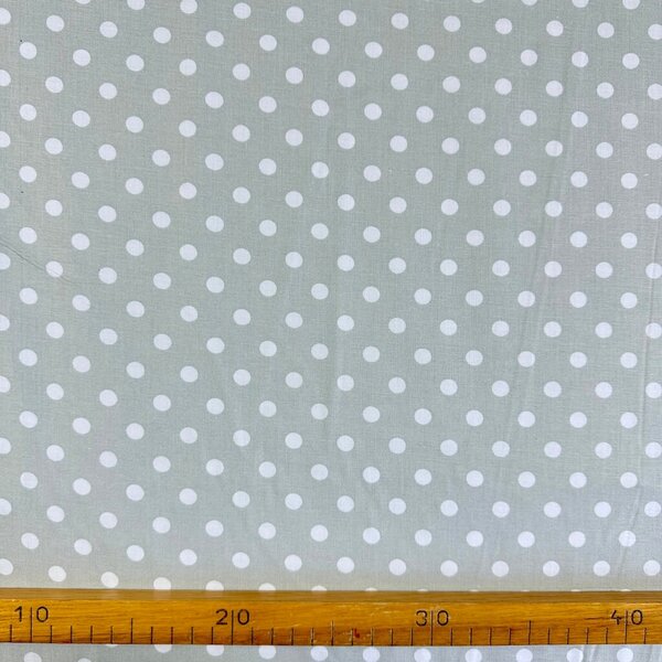 Metráž Bavlna vzorovaná - Biele bodky (1 cm) na sivom