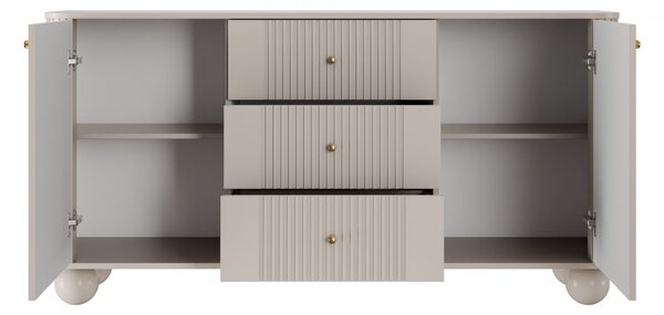 Komoda Vespera 160 cm so zásuvkami - kašmírová / zlatá / kašmírové nohy