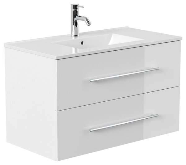 SKRINKA S UMÝVADLOM, biela s vysokým leskom, biela s vysokým leskom, 91 cm MID.YOU - Kúpeľňové skrinky, Online Only